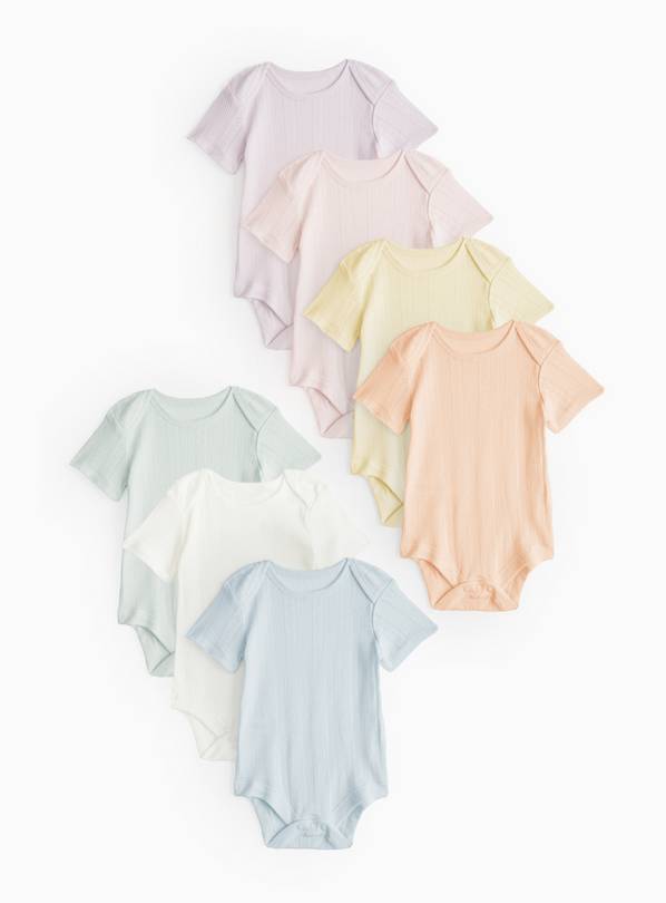 Pastel Pointelle Bodysuits 7 Pack Newborn